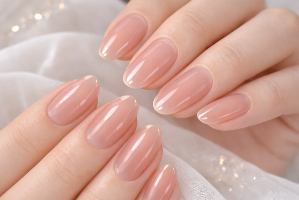 シアーカラーのジェルネイル